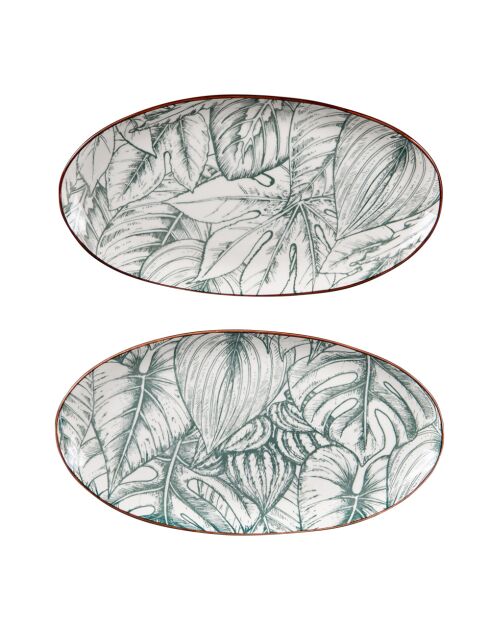 Lot de 2 plats ovales Paraguay verts - 25x13x2cm