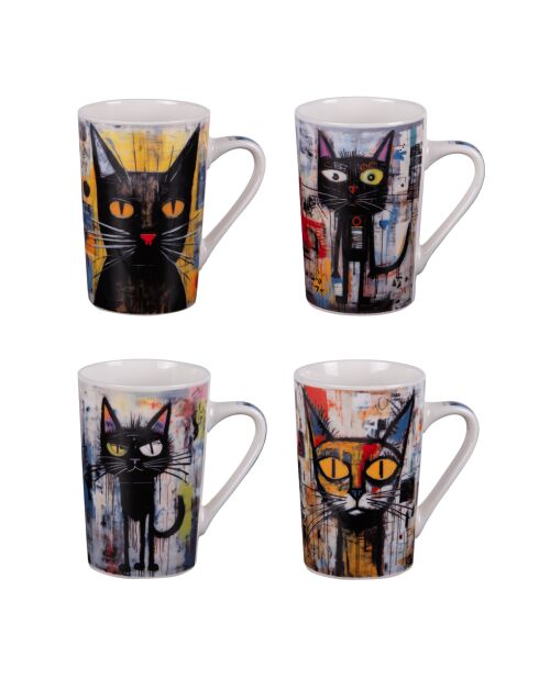 Set van 4 veelkleurige straatbekers - 13x8x12cm