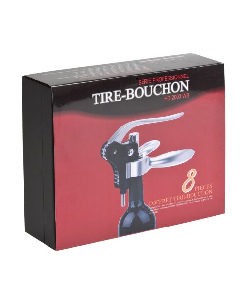 Caja de 8 sacacorchos negra - 20x5x15 cm