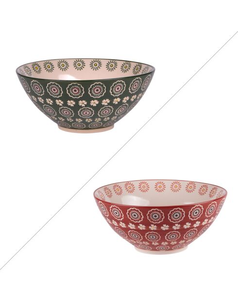Lot de 2 saladiers Sullivan multicolores - 23x23x9cm
