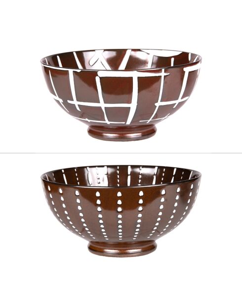 Lot de 2 saladiers Utah marron - 20x20x10cm