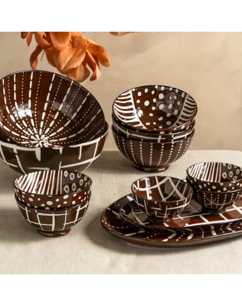 Lot de 2 saladiers Utah marron - 20x20x10cm