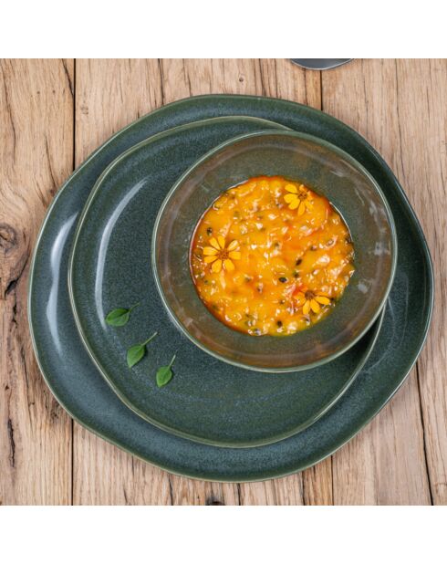 6 Assiettes plates Symphony verte - 27x27x2cm