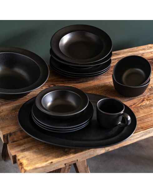 6 Assiettes Néo noire - 28x28x3cm