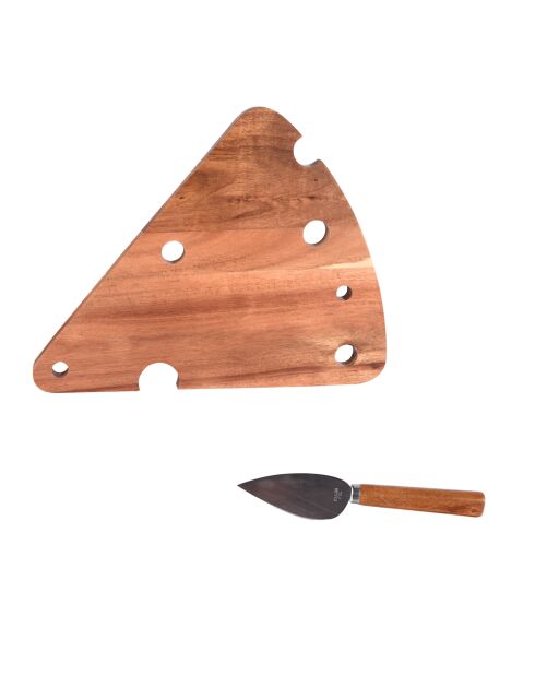 Coffret fromage 2 pièces avec plateau et couteau - 29x26x2cm