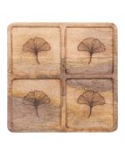 Piatto da aperitivo Brown Ginkgo a 4 scomparti - 35x35x2cm