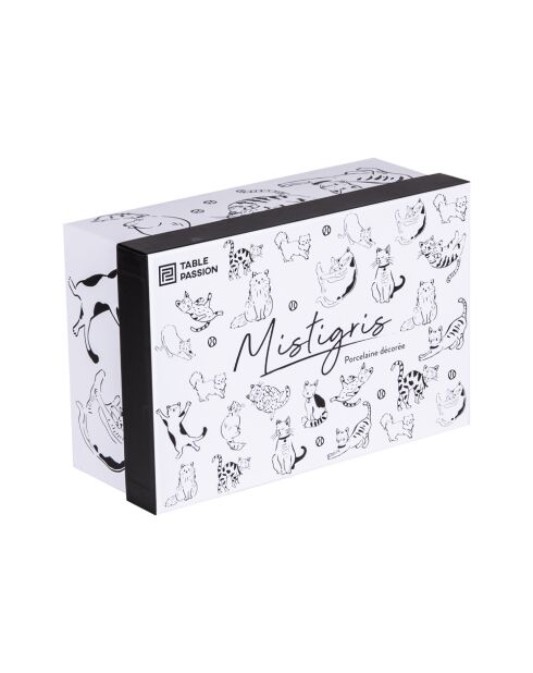 Coffret de 4 tasses Mistigris blanches - 11x9x8cm