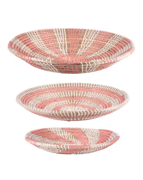 Set de 3 coupes en jonc roses - 45x45x8cm