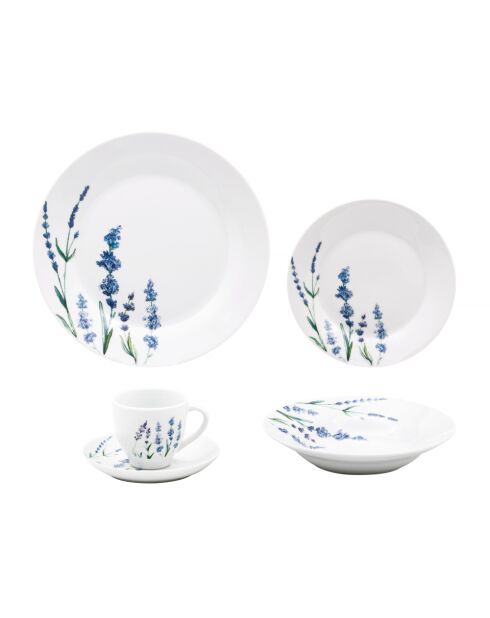Service 30 pièces en porcelaine Lavande blanche - 41x20x28cm