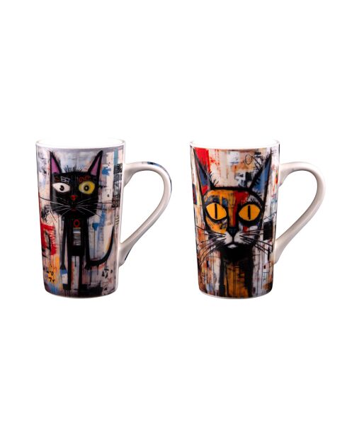 Set van 2 veelkleurige straatbekers - 14x9x14cm