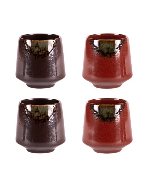 Set van 4 veelkleurige Kyoto-bekers - 8x7x8cm