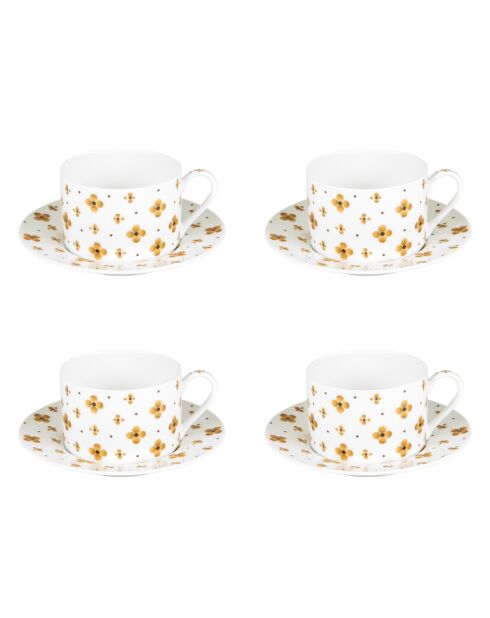 Eleor 4-delige set gouden theekopjes - 11x9x6cm