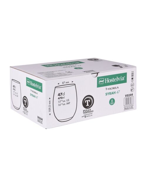 Copa Syrah de cristal y cristal templado transparente, 9 x 9 x 11 cm