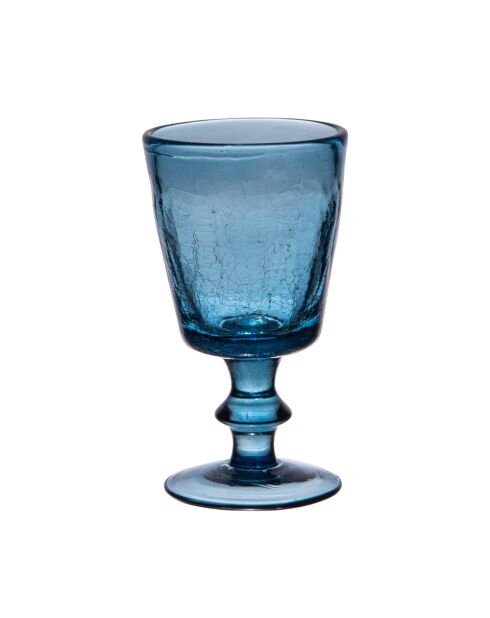 Bicchiere con stelo blu screpolato Lussan - 8x8x15cm