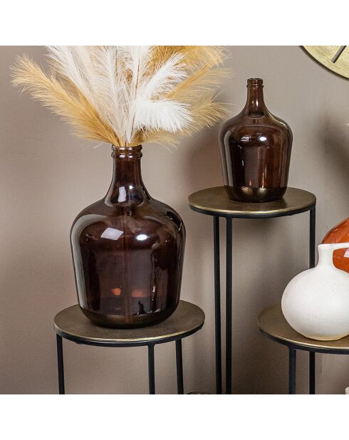 Jarrón Dame-Jeanne de vidrio ámbar marrón - 27x27x42 cm