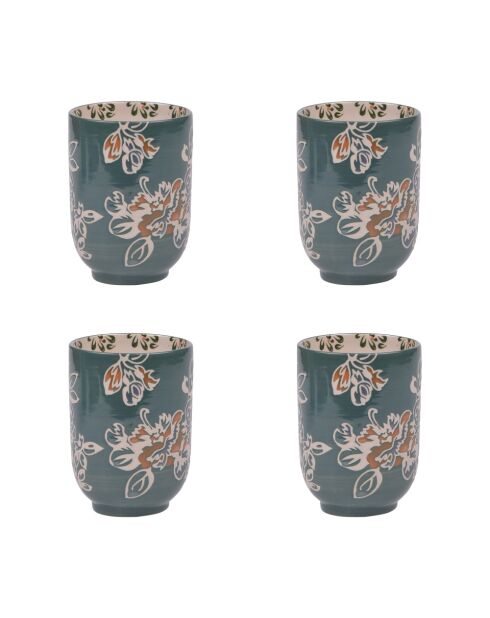 Coffret 4 gobelets Faustine verts - 8x8x11cm