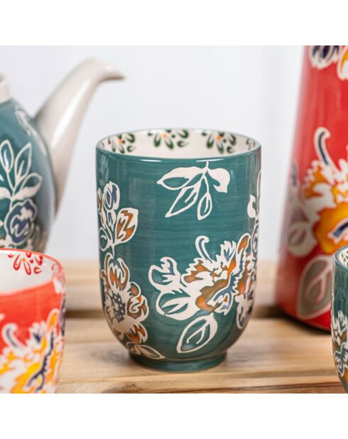 Coffret 4 gobelets Faustine verts - 8x8x11cm