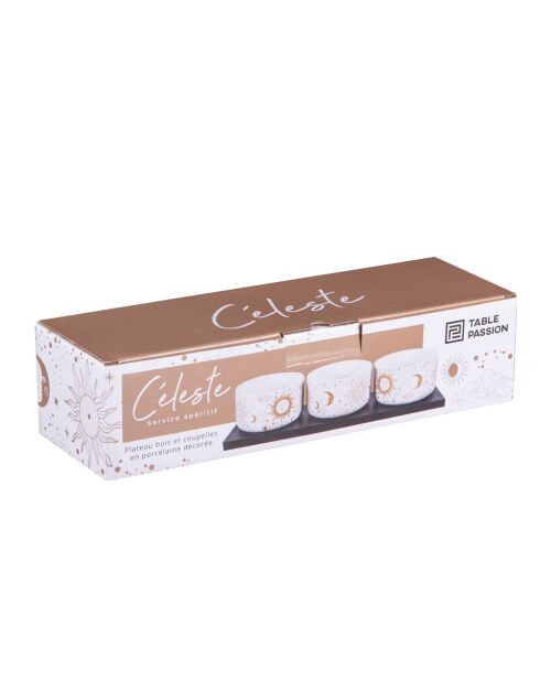 Service 3 pièces rectangulaires Céleste blanches - 32x10x7cm
