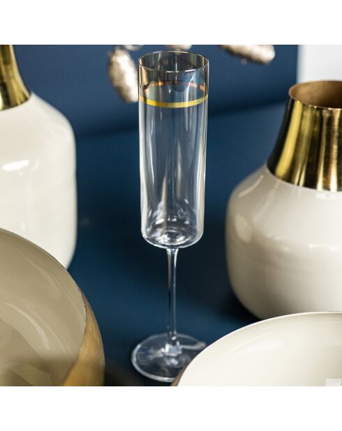 Exter Flöte aus transparentem Gold und Kristall, 5 x 5 x 23 cm