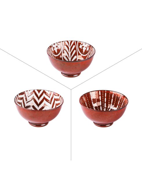 3 Coupelles Java rouges - 12x12x7cm