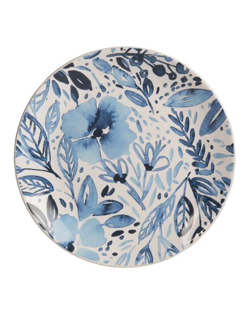 12 Assiettes à desserts Jardin bleue - 22x22x3cm