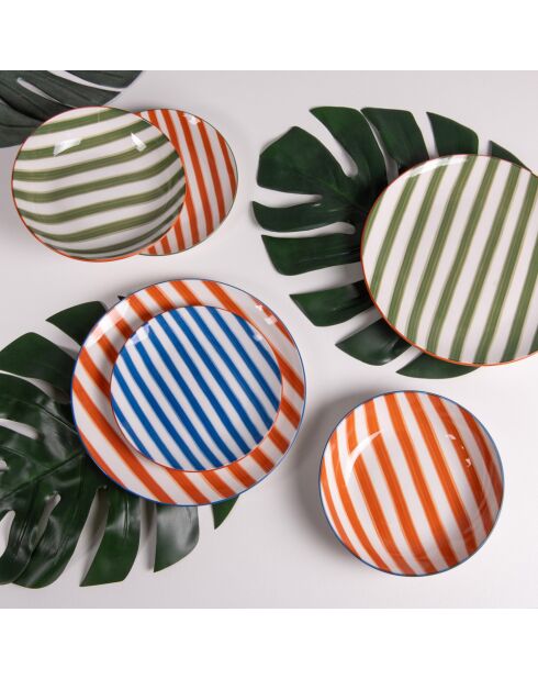 Service de 18 pièces en porcelaine Bahia multicolore - 28x28x2cm