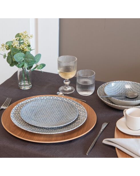 6 Assiettes à desserts bleue - 21x21x3cm