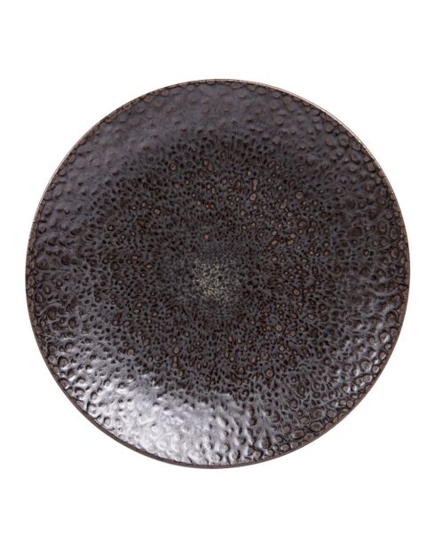4 Assiettes plates Basalte marron - 33x33x3cm