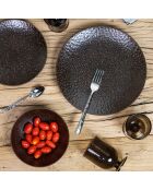 4 Assiettes plates Basalte marron - 33x33x3cm