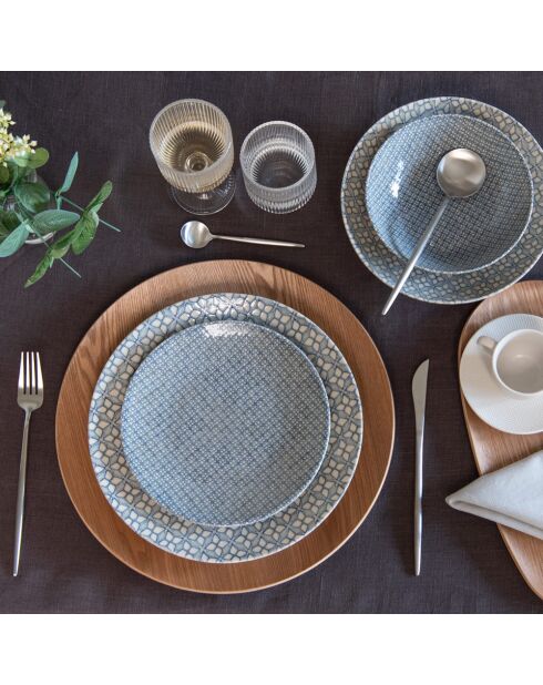 12 Assiettes calotte bleue - 22x22x5cm