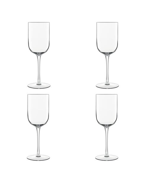 Erhabenes transparentes und kristallines Stielglas, 7,5 x 21 cm