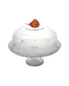 Bel op standaard in transparant vogelglas en kristal - 30x30x25cm