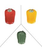 Set di 3 piatti rettangolari per peperoni rossi - 34x22x4cm