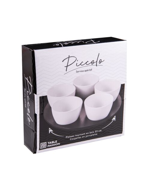 Piccolo Aperitifservice 6 weiße Stücke - 33x33x9cm