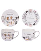 Coffret déjeuner avec assiette Le Chat multicolore - 14x10x8,5cm