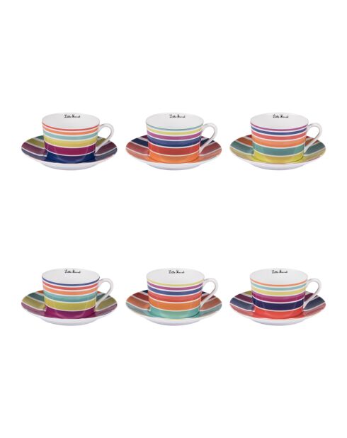 Set van 6 veelkleurige ontbijtbekers - 14x14x7cm