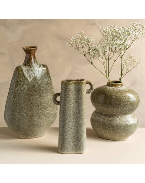 Jarrón Sylwia colombin en crema y marfil - 22x22x26cm