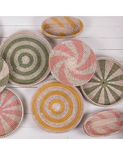 Set van 2 roze schalen van zeegras - 43x43x6cm