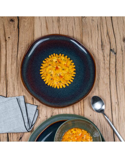 6 Assiettes plates Symphony bleue - 27x27x2cm