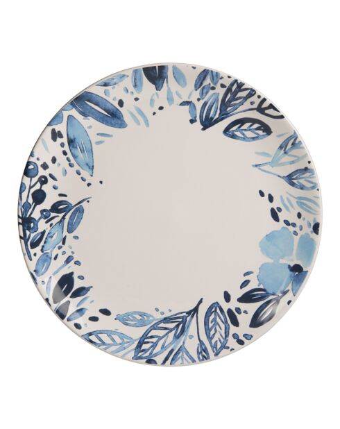 12 Assiettes plates jardin blanche - 28x28x3cm