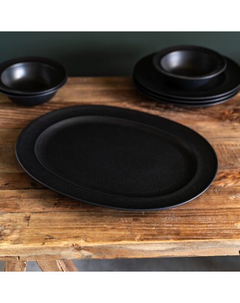 Plateau ovale Néo noir - 42x32x3cm