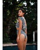 Haut de maillot de bain Wendy chrakra beige et bleu