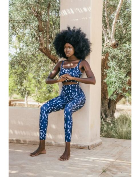 Legging Fleur chakra bleu et blanc