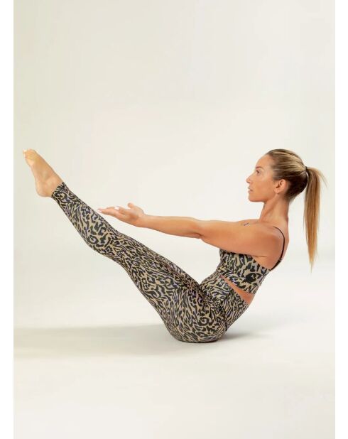 Legging Fleur chakra beige et violet