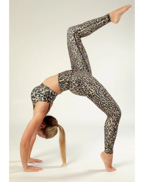 Legging Fleur chakra beige et violet