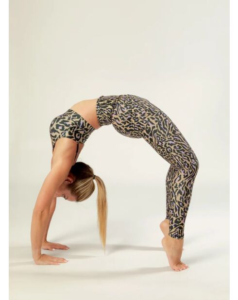 Legging Fleur chakra beige et violet