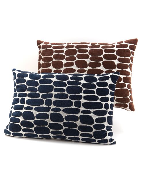 Set 2 coussins Dakar terre marron/bleu - 40x60 cm