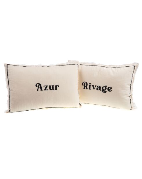 Set 2 coussins Azur Rivage blancs - 60x40 cm