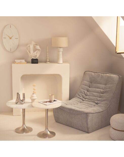 Bout de canapé GM blanc chromé - 47x55 cm