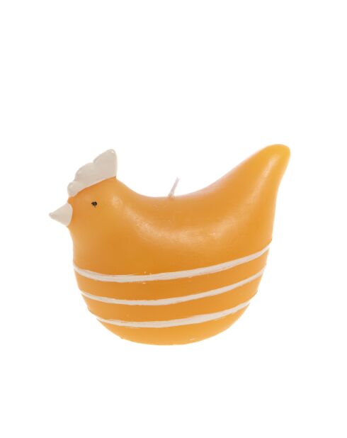 Vela amarilla con forma de gallina mostaza, altura 10,50 x 7 cm